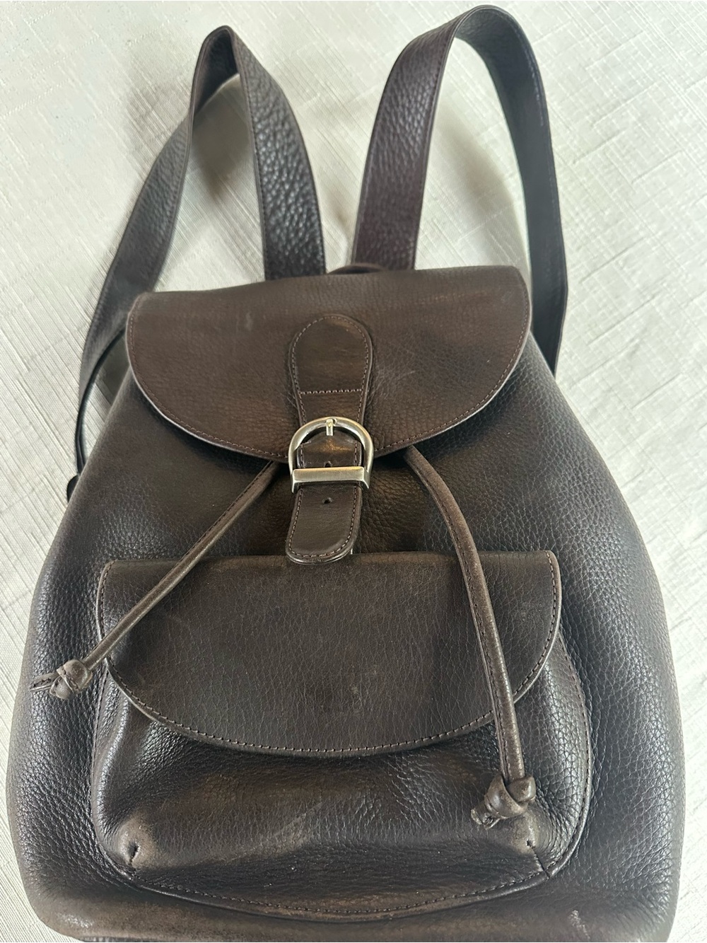 Vintage 90s EDDIE BAUER Minimalist Brown Leather Backpack Magnetic Pocket